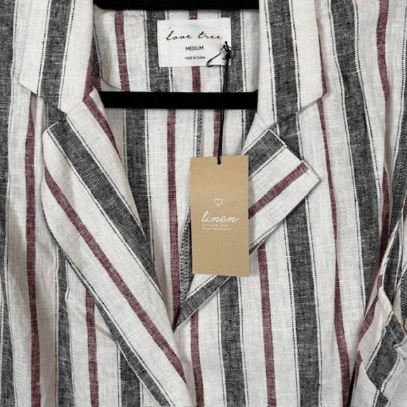 NWT Love Tree Linen Blend Short Romper Wrap Front Side Tie Hidden Zip Medium - Picture 3 of 12